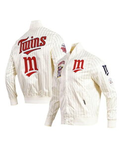 �v���X�^���_�[�h �����Y �A�E�^�[ �W���P�b�g�E�u���]�� �T�e�� Pro Standard Men's Creaminnesota Twins Cooperstown Collection Pinstripe Retro Classic Satin Full-Snap Jacket Cream �N���[��