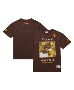 �~�b�`�F��&�l�X �����Y �g�b�v�X T�V���c ���B���e�[�W ���S Mitchell & Ness Men's Tony Gwynn Brown San Diego Padres Cooperstown Collection Heavyweight Premium Player vintage-like Logo T-Shirt Brown �u���E��
