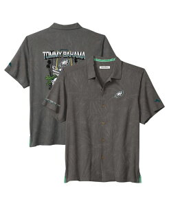 �g�b�~�[�o�n�} �����Y �g�b�v�X �V���c Tommy Bahama Men's Gray Philadelphia Eagles Endzone Paradise COOLMAX Button-Up Shirt Gray �O���[