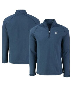 Jb^[AhobN Y gbvX Vc t[X Cutter & Buck Men's Heather Navy New York Yankees Peshastin Eco Fleece Raglan Quarter-Zip Top Heather Navy wU[