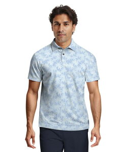 �s�[�W�[�G�[�c�A�[ �����Y �g�b�v�X �|���V���c �v�����g ���� PGA TOUR Men's All-Over Geometric Palm Print Short-Sleeve Golf Polo Shirt Clear Sky