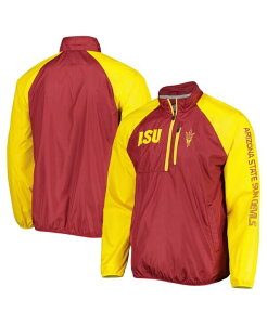 �J�[�� �o���N�X �����Y �A�E�^�[ �W���P�b�g�E�u���]�� G-III Sports by Carl Banks Men's Maroon/Gold Arizona State Sun Devils Point Guard Raglan Half-Zip Jacket Maroon Gold �}���[��