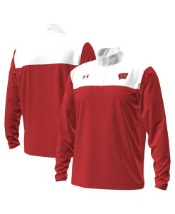 A_[A[}[ Y AE^[ p[J[EXEFbg Under Armour Men's Red/White Wisconsin Badgers Green Blocked Quarter-Zipullover Hoodie Red White zCg