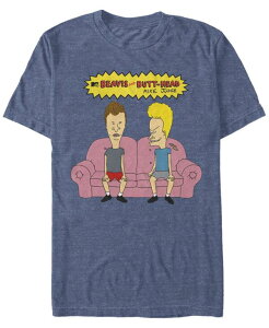 �t�B�t�X�T�� �����Y �g�b�v�X T�V���c ���S Fifth Sun Beavis and Butthead MTV Men's Couch Potatoes Logo Short Sleeve T-Shirt Navy Heath �l�C�r�[