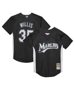 �~�b�`�F��&�l�X ���f�B�[�X �g�b�v�X �V���c �W���[�W�[ Mitchell & Ness Mitchell Ness Men's Dontrelle Willis Black Florida Marlins Cooperstown Collection 2007 Batting Practice Jersey Black �u���b�N