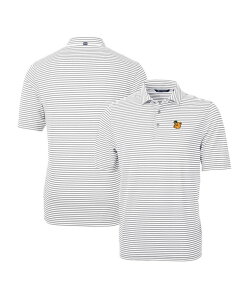 Jb^[AhobN Y gbvX |Vc S Cutter & Buck Men's Baylor Bears Throwback Logo Virtueco Pique Stripe Polo Gray O[