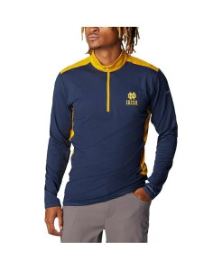 �R�����r�A �����Y �g�b�v�X �V���c Columbia Men's Navy Notre Dame Fighting Irish Tech Trail Omni-Shade Quarter-Zip Top Navy �l�C�r�[