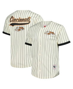 �~�b�`�F��&�l�X �����Y �g�b�v�X �V���c ���B���e�[�W ���b�V�� ���S Mitchell & Ness Men's Cream Cincinnati Bengals Final Seconds Vintage Logo Mesh Button-Up Shirt Cream �N���[��