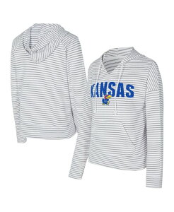 �R���Z�v�c �X�|�[�c �����Y �A�E�^�[ �p�[�J�[�E�X�E�F�b�g V�l�b�N �p�C�� Conceptsport Men's White/Gray Kansas Jayhawks French Terry Striped V-Neck Pullover Hoodie White Gray �z���C�g