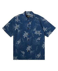 �N�C�b�N�V���o�[ �E�H�[�^�[ �}�� �����Y �g�b�v�X �V���c �~�j Quiksilver Waterman Quiksilver Men's Bimini Twist Short Sleeve Shirt Ensign Blue Bimini Twist �u���[