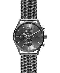 XJ[Q Y ANZT[ rv bV TVc Skagen Men's Chronographolst Gunmetal Stainlessteel Mesh Bracelet Watch 42mm Gunmetal K^