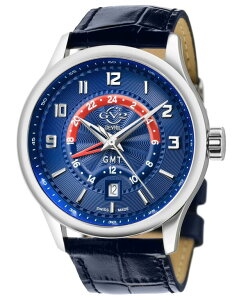 �W�F�r�� �����Y �A�N�Z�T���[ �r���v ���U�[ Gevril Men's Giromondo Swiss Quartz Blue Leather Strap Watch 42mm Blue �u���[
