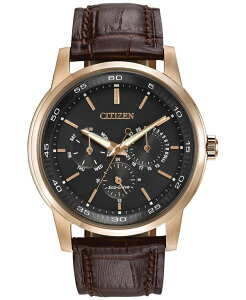 V`Y Y ANZT[ rv U[ Citizen Men's Dress Eco-Drive Black-Brown Leather Strap Watch 44mm BU2013-08E No Color ubN