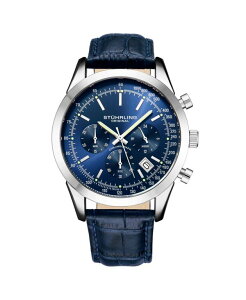 �X�g�D�[�����O ���f�B�[�X �A�N�Z�T���[ �r���v T�V���c ���U�[ Stuhrling Rialto 3975L Men s Chronograph Watch Quartz Movement 44mm Stainlessteel Case Leather Strap Blue �u���[