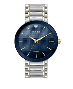 �W���[���Y�j���[���[�N �����Y �A�N�Z�T���[ �r���v Jones New York Men's Analog Shiny Two-Tone Metal Bracelet Watch 42mm Navy Silver �l�C�r�[