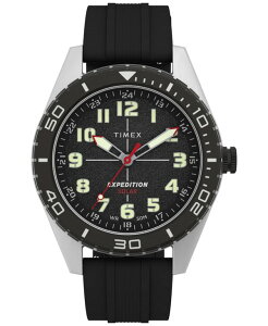 �^�C���b�N�X �����Y �A�N�Z�T���[ �r���v Timex Men's Expedition Field Analog Solar Black Silicone Strap 43mm Round Watch Black �u���b�N