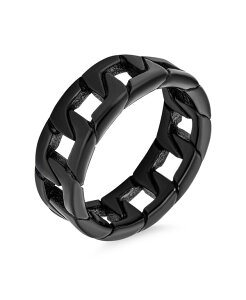 �u�����O ���f�B�[�X �A�N�Z�T���[ T�V���c Bling Jewelry Black Wide Open Rope Cuban Cable Curb Chain Link Ring Band Gothic Solid Stainlessteel Black clear �u���b�N