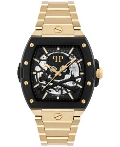 �t�B���b�v�v���C�� �����Y �A�N�Z�T���[ �r���v Philipplein Men's Automatic The Skeleton 2.0 Gold Ion Plated Bracelet Watch 44mm Ip Yellow Gold �C�G���[