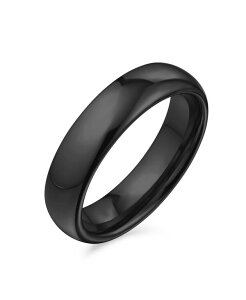 uO fB[X ANZT[ Bling Jewelry Plain Simple Dome Design Comfort Fititanium Band Ring Polished Black Silverose Gold Tone 5MM Black 5mm ubN