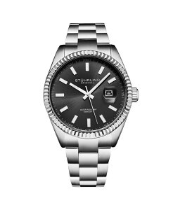 �X�g�D�[�����O ���f�B�[�X �A�N�Z�T���[ �r���v T�V���c Stuhrling Vanguard 4069 Men s Quartz Watch 42mm Black Dial Stainlessteel Bracelet Fluted Bezel Date 100M Wateresistant Black �u���b�N