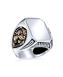 uO fB[X ANZT[ Bling Jewelry Big Statement King Of Jungle Rectangle Signet Accent Lion Ring Solid Oxidized .925 Sterling Silver b Vo[