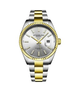�X�g�D�[�����O ���f�B�[�X �A�N�Z�T���[ �r���v Stuhrling Vanguard 4069 Men s Quartz Watch 42mm Silver Dial Two-Tone Bracelet Fluted Bezel Date 100M Wateresistant Yellow �C�G���[