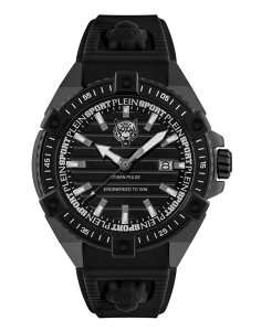 �v���C�� �X�|�[�c �����Y �A�N�Z�T���[ �r���v Plein Sport Men's Urban Pulse 3 Handate Quartz Black Silicone Strap Watch 47MM Black �u���b�N