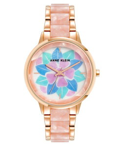 ANC fB[X ANZT[ rv Anne Klein Women's Three-Hand Quartz Rose Gold-Tone Alloy with Pink Resin Bracelet Watch 37mm Rose Gold-Tone Pink sN