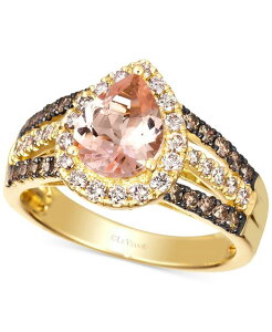 �� ���@�� ���f�B�[�X �A�N�Z�T���[ �����O Le Vian Peach Morganite (1-1/10 ct.w.) & Diamond (3/4 ct.w.) Pear Halo Ring in 14k Rose Gold (Also Available in 14K White Gold or 14k Yellow Gold) Yellow Gold �C�G���[