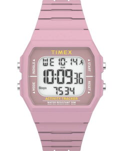 ^CbNX fB[X ANZT[ rv Timex Unisex Digital Ironman Classic Silicone Pink Watch 40mm Pink sN