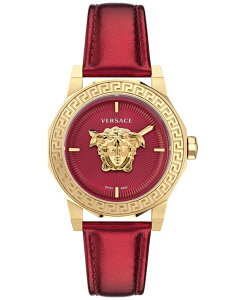 ���F���T�[�` ���f�B�[�X �A�N�Z�T���[ �r���v ���U�[ Versace Women'swiss Medusa Deco Red Leather Strap Watch 38mm Ip Yellow Gold �C�G���[