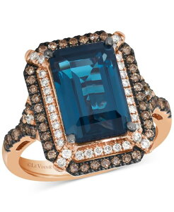 �� ���@�� ���f�B�[�X �A�N�Z�T���[ �����O Le Vian Deep Sea Blue Topaz (3-7/8 ct.w.) & Diamond (5/8 ct.w.) Double Halo Ring in 14k Rose Gold (Also Available in 14K White Gold or 14k Yellow Gold) Blue Topaz / Rose Gold �u���[
