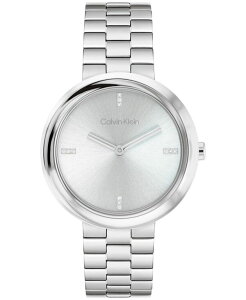 �J���o���N���C�� ���f�B�[�X �A�N�Z�T���[ �r���v T�V���c Calvin Klein Women's Twisted Bezel Silver Tone Stainlessteel Bracelet Watch 34mm Silver �V���o�[