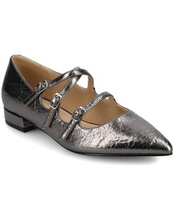 �W�����l �R���N�V���� ���f�B�[�X �V���[�Y �p���v�X Journee Collection Women's Gretel Strappy Mary Jane Pointed Toe Flats Pewter �s���[�^�[