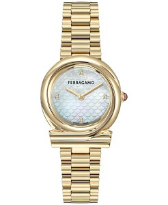 �t�F���K�� ���f�B�[�X �A�N�Z�T���[ �r���v Ferragamo Women'swiss Gancini Twistediamond Accent Gold Ion Plated Bracelet Watch 32mm Ip Yellow Gold �C�G���[