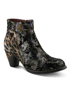 �y���������z �����e�B�X�e ���f�B�[�X �u�[�c�E���C���u�[�c �V���[�Y Women's Dessalynn Floral and Animal Print Suede Ankle Boots with Velvet Lining Decorative Button Side Zipper Artistic Comfort Booties Pewter multi