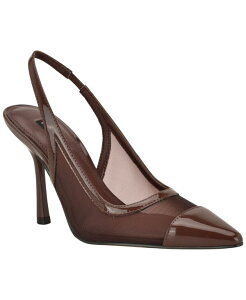 �i�C���E�F�X�g ���f�B�[�X �V���[�Y �p���v�X ���b�V�� Nine West Women's Jermain Mesh Slingback Stiletto Pumps Brown Mesh �u���E��