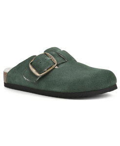 �z���C�g�}�E���e�� ���f�B�[�X �V���[�Y �T���_�� White Mountain Women's Big Sur Slip On Clogs Hunter Green Suede with Fur �O���[��