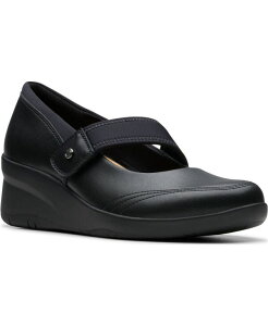 N[NX fB[X V[Y pvX T_ Clarks Collection Suttyn May Casual Wedge Sandals Black Leather ubN