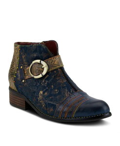 �����e�B�X�e ���f�B�[�X �V���[�Y �u�[�c�E���C���u�[�c �A���N�� ���U�[ L'Artiste Women s Georgiana Leather Booties with Decorative Buckle Rainbow Stitching and Full-Zip Closure French-Inspired Comfort Ankle Boot Blue multi 
