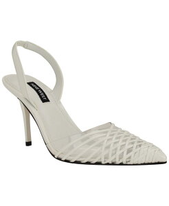 �i�C���E�F�X�g ���f�B�[�X �V���[�Y �p���v�X Nine West Women's Pemma Woven Slingback Stiletto Pumps White Patent/Clear �z���C�g