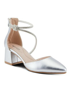 �p�g���V�A ���f�B�[�X �V���[�Y �p���v�X �q�[�� Patrizia Women s ELUNED Crystal-Embellished Pointed Toe Pumps with Block Heel and Back Zipper Silver �V���o�[