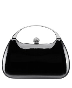 �j�i ���f�B�[�X �o�b�O �g�[�� Nina Women's Metallic Minaudiere bag with Metal Handle Black �u���b�N