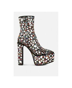 �����h�����O ���f�B�[�X �V���[�Y �u�[�c�E���C���u�[�c �v���b�g�t�H�[�� �q�[�� London Rag Fancy Mirror Embellished Platform Higheel Boots Black �u���b�N