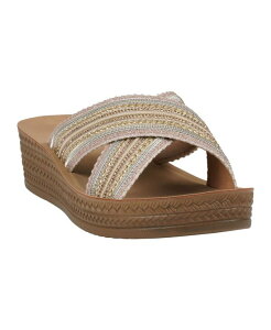 �W�[�V�[�V���[�Y ���f�B�[�X �T���_�� GC Shoes Women's Robyn Embellished Crisscrosstrap Wedge Sandals Gold �S�[���h