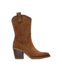 LV^C fB[X V[Y u[cECu[c XG[h Women's Italian Western Suede Booties Refresh Collection By XTI Camel L