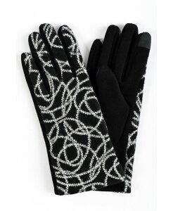 }[JXAh[ fB[X ANZT[  hJ W[W[ Marcus Adler Women's Embroidered Pattern Jersey Touchscreen Glove Black ubN