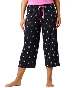 �q���[ ���f�B�[�X �A���_�[�E�F�A �i�C�g�E�F�A �v�����g �L���b�v �j�b�g Hue Women'sleepwell Printed Knit Capri Pajama Pant Made with Temperaturegulating Technology Black �u���b�N