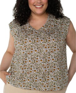 �����@�v�[�� ���T���[���X ���f�B�[�X �g�b�v�X �V���c �v���X�T�C�Y ���� Liverpoolos Angeles Plusize Short-Sleeve Tie-Back Top Olive Leaf �I���[�u