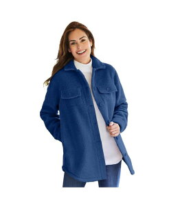 �E�[�}�� �E�B�Y�C�� ���f�B�[�X �A�E�^�[ �W���P�b�g�E�u���]�� �v���X�T�C�Y Woman Within Plusize Berber Button-Front Jacket Evening blue �u���[